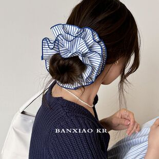 【30天热销2104件】丸子头条纹大肠发圈网红2024新款头绳女高马尾