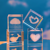 领养一朵云爱心水晶方体小摆件治愈系书房工位桌面装 饰品新年礼物