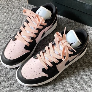 【球鞋定制】Nike耐克女款鞋子Air Jordan 1低帮黑粉简约潮流板鞋