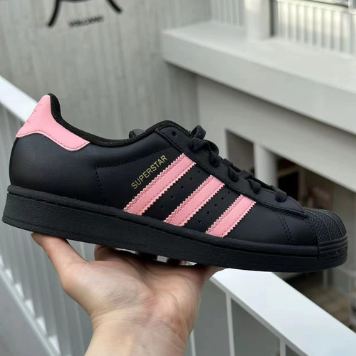 【球鞋定制】阿迪达斯三叶草男女鞋经典贝壳头黑粉低帮板鞋EG4959