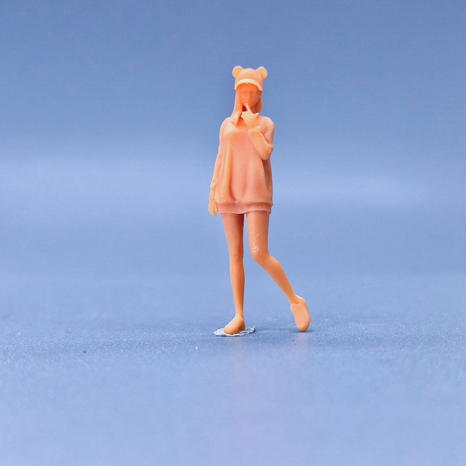 superge1/64白模人偶手指摸下巴包臀卫衣女素模直接上色t105