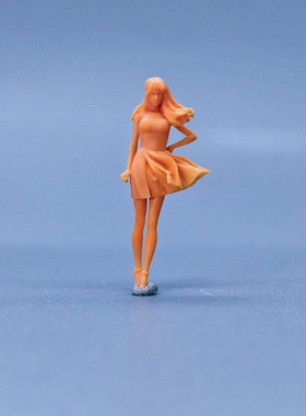 SuperGe1/64白模人偶起风了长发走姿高跟女素模直接上色T211