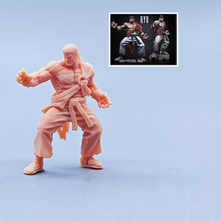 【嗯哼模型】现货1:64人偶1:43微缩白模 街头霸王胡子隆 C317