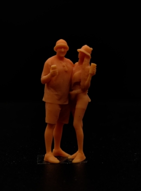 SuperGe1/64白模人偶站姿拿饮饮料夏日情侣素模直接上色T611