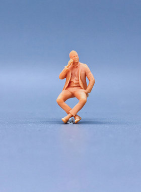 SuperGe1/64白模人偶坐姿比手通话中西装丸子头男人直接上色S602