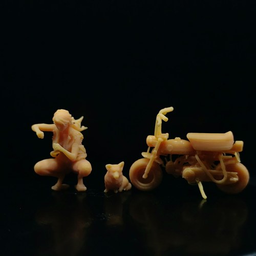 1/64白模人偶维修女木鞋小猴子