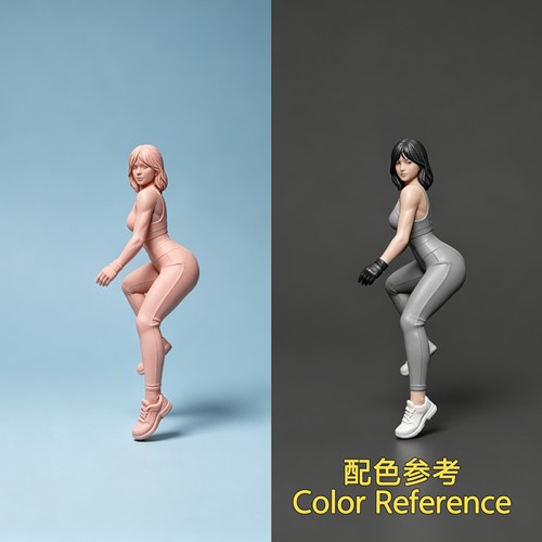 【嗯哼模型】1:64人偶1:43微缩白模 瑜伽服女骑手 D929