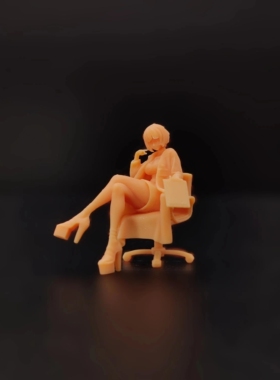 SuperGe1/64白模人偶武见妙+办公椅-隐藏版素模直接上色T619