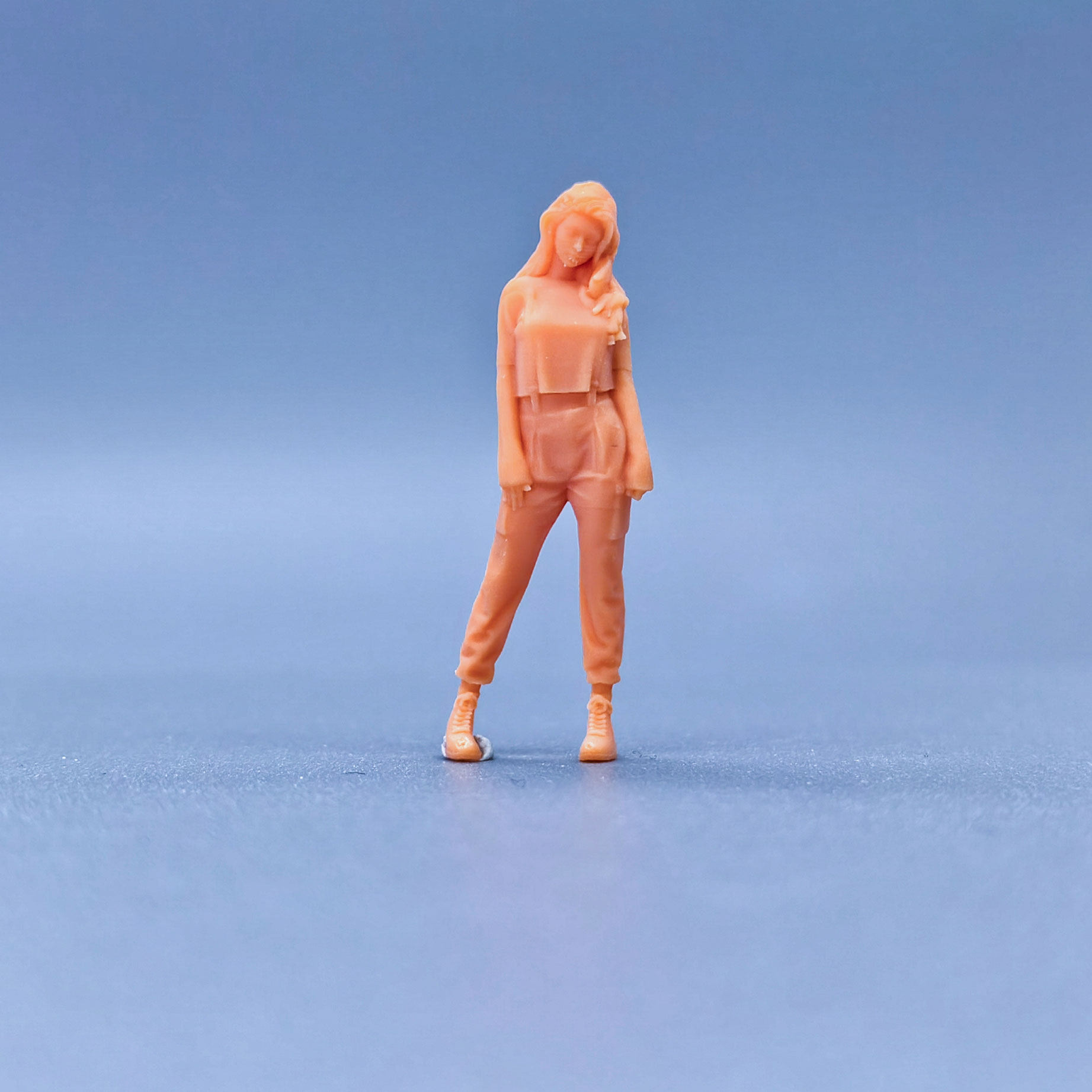 SuperGe1/64白模人偶背带女吊带裤迷彩可直接上色手工S509