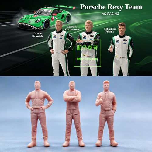 【嗯哼模型】现货1:64人偶1:43微缩白模保时捷rexy车队 W802 W804