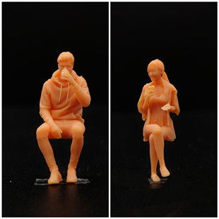 T722 男女素模直接上色T721 SuperGe1 64白模人偶坐姿喝咖啡