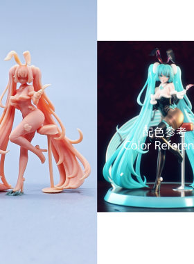 【嗯哼模型】现货1:64人偶1:43微缩白模 兔耳朵初音未来 C429