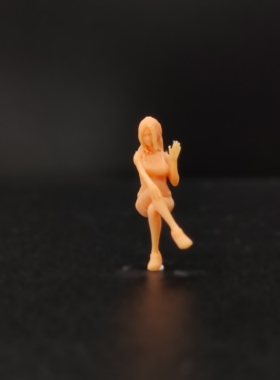 SuperGe1/64白模人偶坐姿打招呼的女孩素模直接上色T806