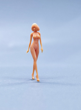 SuperGe1/64白模人偶坐姿比基尼短发女生素模直接上色S745