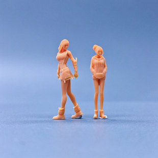 【嗯哼模型】现货1:64人偶1:43微缩白模tifa回头 马尾瘦腿女S011