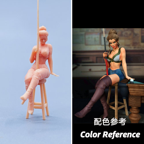 【嗯哼模型】现货1:64人偶1:43微缩白模  台球女孩 C726