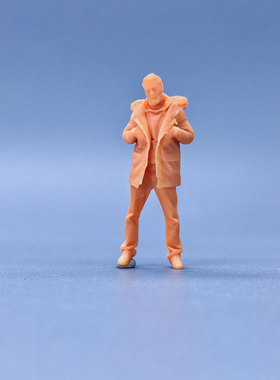 SuperGe1/64白模人偶丸子头大衣帅大叔红腊素模可直接上色S231