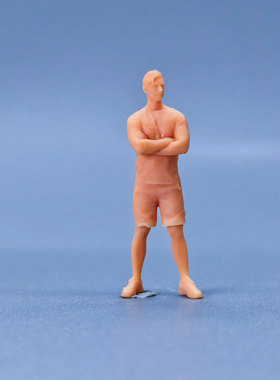 SuperGe1/64白模人偶跑步运动装男素模直接上色T214