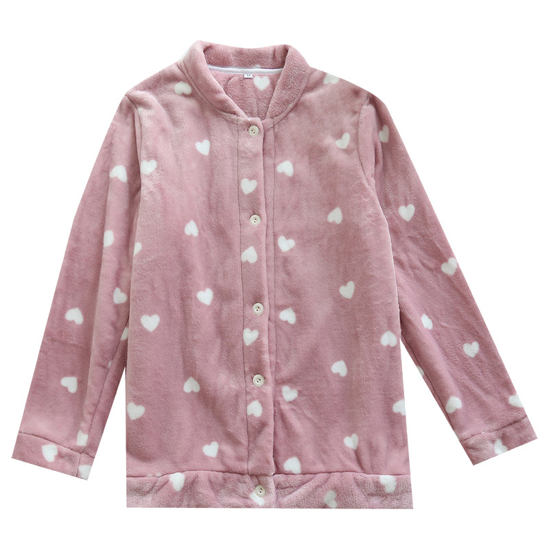 SINGLE TOP CORAL VELVET PAJAMAS WOMENS SPRING AND AUTUMN THICKENED WARM SUIT AUTUMN AND WINTER THIN FLANNEL LOUNGEWEAR