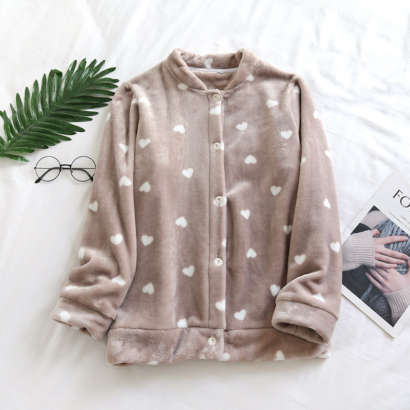 SINGLE TOP CORAL VELVET PAJAMAS WOMENS SPRING AND AUTUMN THICKENED WARM SUIT AUTUMN AND WINTER THIN FLANNEL LOUNGEWEAR