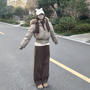 【微辣JOY】韩版小个子大毛领短款棉服女 冬季保暖收腰显瘦短外套