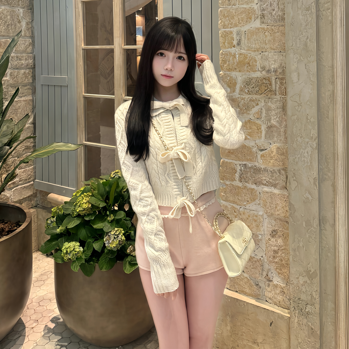 甜美温柔风小香风针织套装两件套