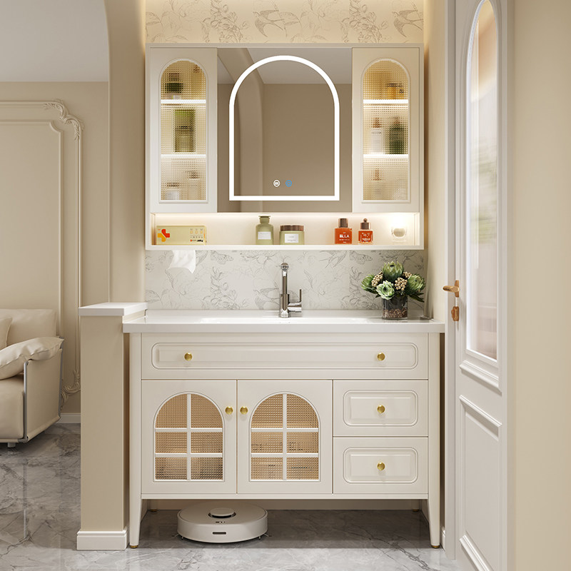 美法式复古浴室柜洗脸盆柜组合带腿落地式卫浴柜洗手盆洗漱台橡木,家装主材,浴室柜组合,淘宝优惠券,粉丝福利购,淘宝优惠卷