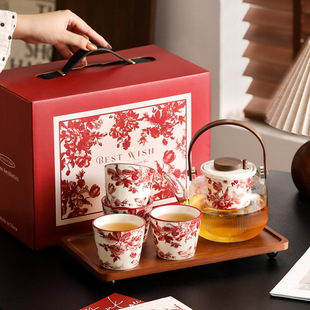 泡茶壶高颜值新婚乔迁礼物新款茶具玻璃养生水壶茶壶杯子礼盒套装