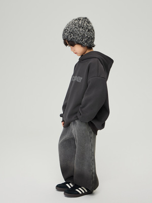 2025冬款儿童连帽卫衣男童灰色外套中大童加绒保暖上衣连帽衫