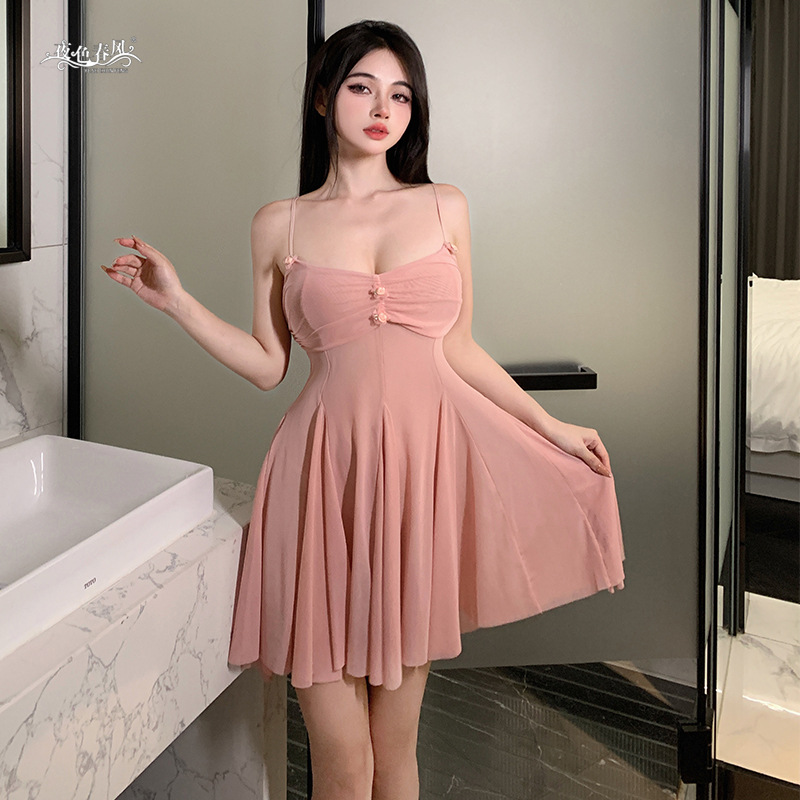 性感网纱睡衣女纯欲透视吊带灌云大码睡衣裙