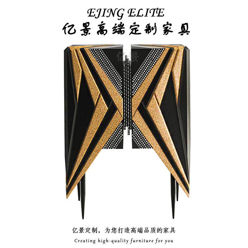 轻奢风实木酒柜私人别墅客厅落地异形设计红酒柜葡萄酒存储柜