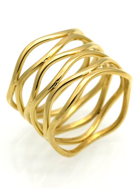 玫瑰金色罗马数字4钻情侣钛钢戒指双层十字树藤花纹镂空指环XL012