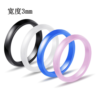 陶瓷戒指情侣蓝色粉色菱形黑白镶钻X蜜蜂指环生日礼物饰品CM1022