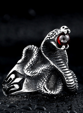 维京戒指钛钢猫头鹰动物牛头饰品