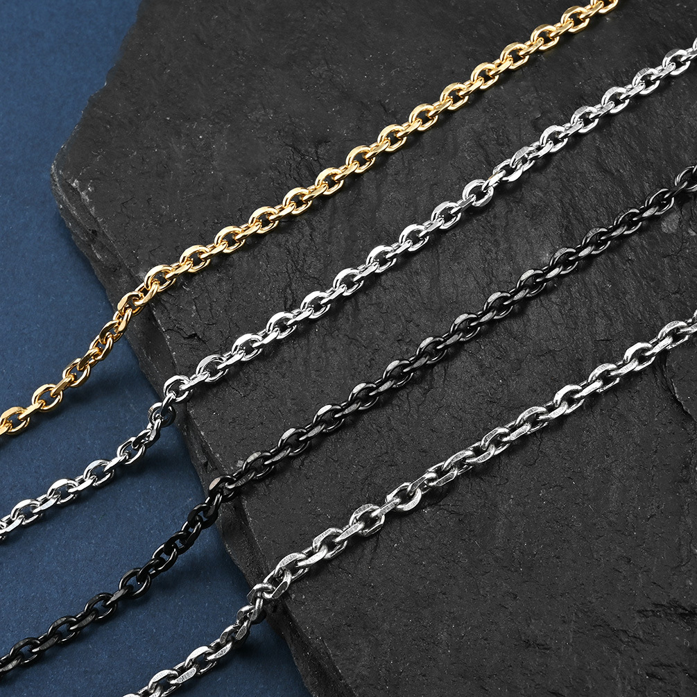 侧身链单链条钛钢饰品圆珠链项链