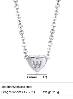 V钛钢X心形Y26个字母L爱心I金色J钢色K项链首饰品M生日礼物PN1670