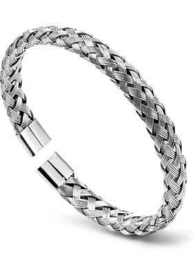 斜面开口手镯钛钢桃心弹力线饰品