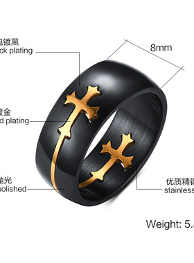 戒指钛钢树鱼彩色爱心菱形首饰品