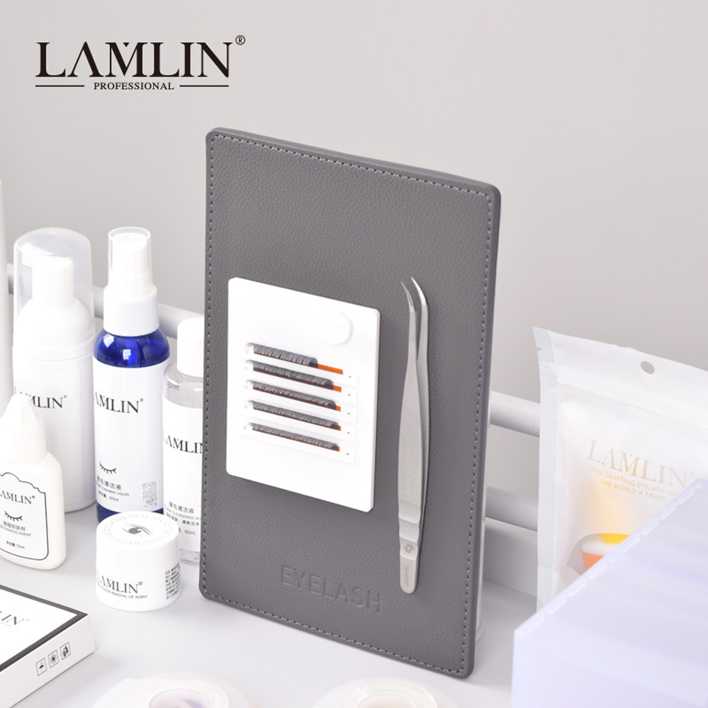 LAMLIN嫁接假睫毛磁板镊子防摔取毛板磁吸收纳盒美睫店专用磁力板
