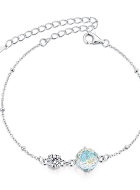 原创幻彩玫瑰切锆石手链浪漫梦幻s925纯银手链送女友礼物优雅小众