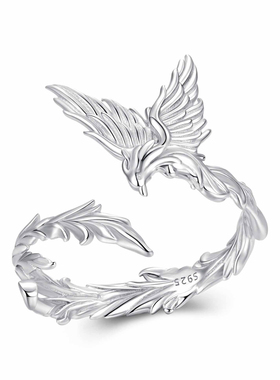 原创精致优雅凤凰素银开口戒指s925纯银魅力高贵动物戒指百搭款