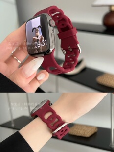 镂空硅胶软甜甜圈透气适用于苹果s9applewatch9678代SE静静 表带