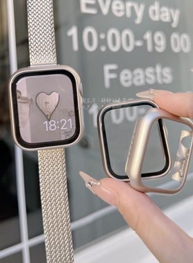 星光色表壳钢化壳膜半全包硬适用于978代保护iwatch防摔456SE通用