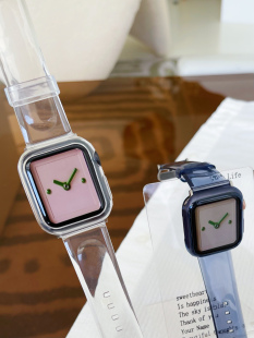 GLASS 茶色透明适用于iwatch9苹果s9手表表带98765SE硅胶 SOFA