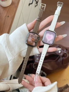 极细版柔软小羊皮真皮牛适用于苹果手表静静的表带iwatch110987se