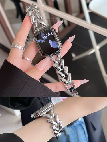 静静的表带金属单排链爱心星光色