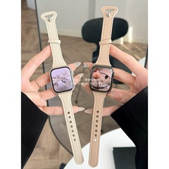 星光荔枝纹小蛮腰柔软真皮适用于苹果手表s10代静静的表带iwatch9