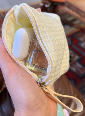 美摘耳机包苹果AirPods收纳包华夫格柔软钥匙口红唇膏饰品保护套