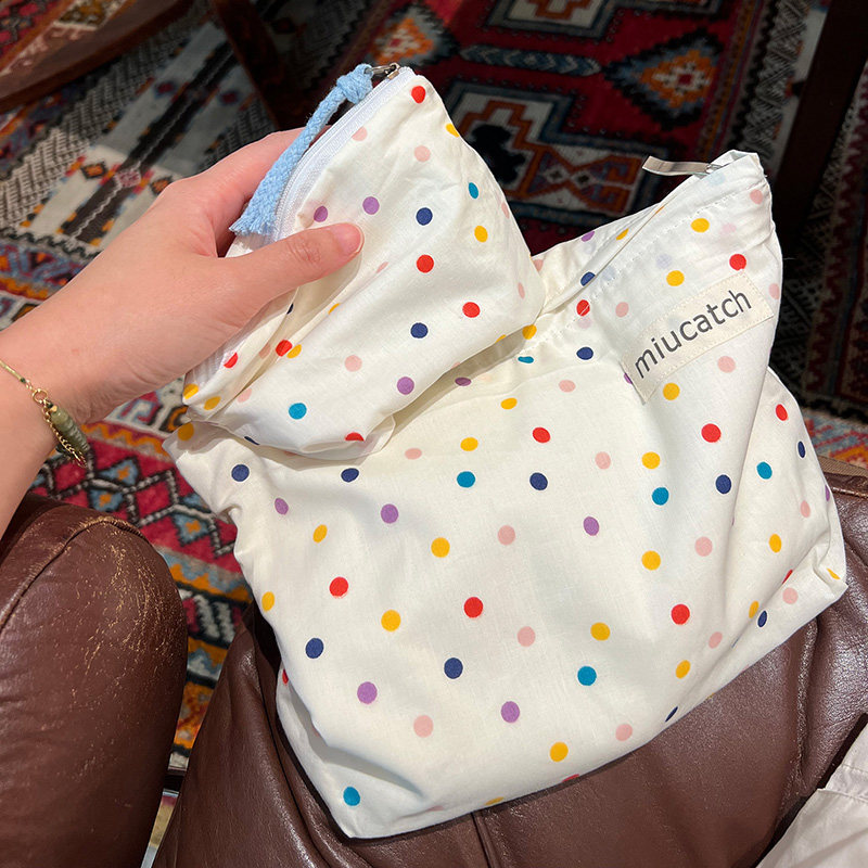 美摘化妆包彩色波点多功能收纳袋