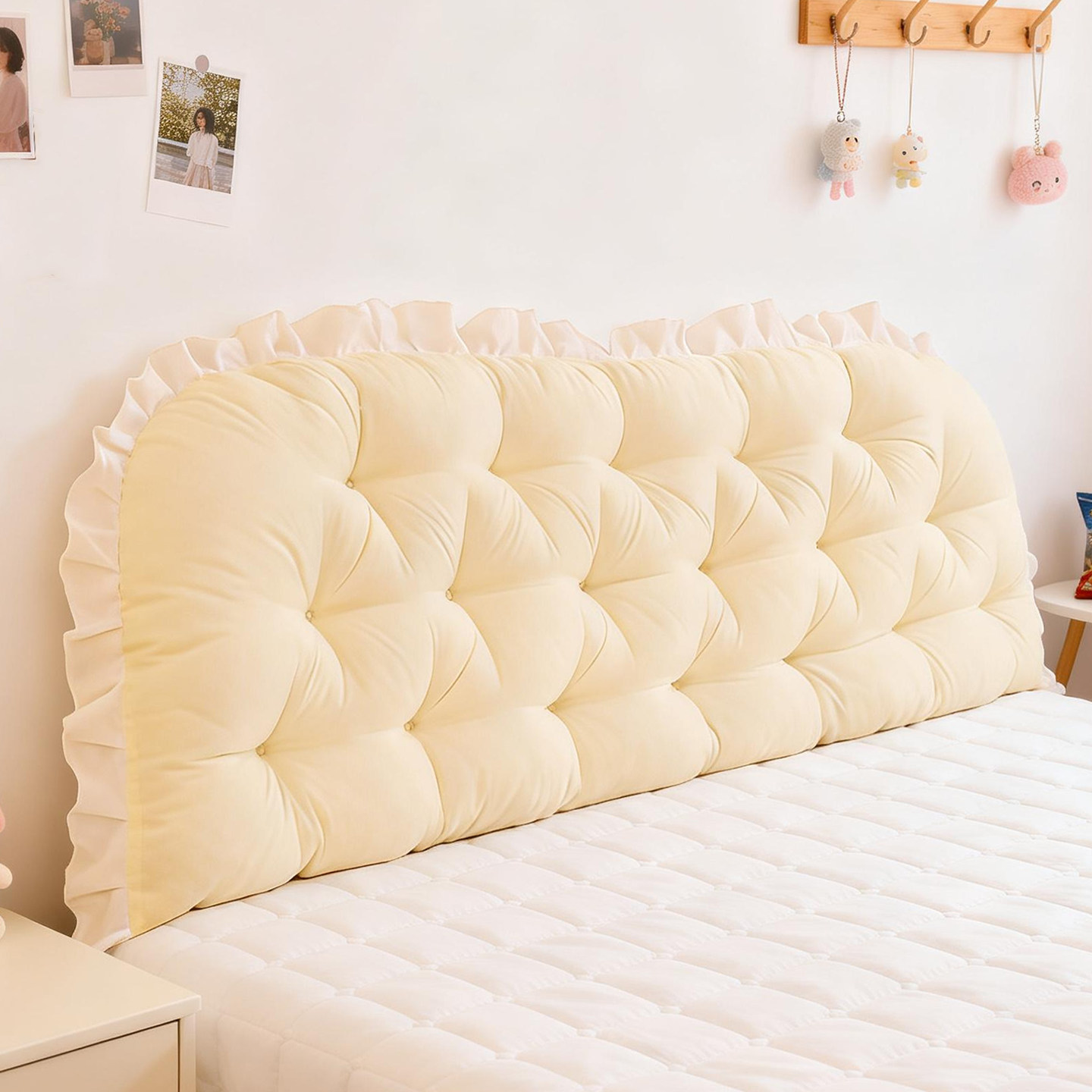 田园风床头靠背软包米黄宿舍床上靠垫防撞软包榻榻米靠枕绑带固定